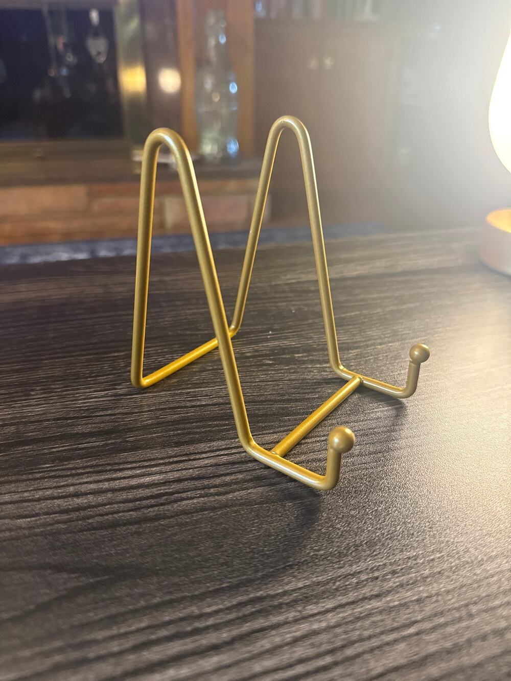 Modern Gold Metal Tabletop Easel Stand | Picture Frame & Plate Holder